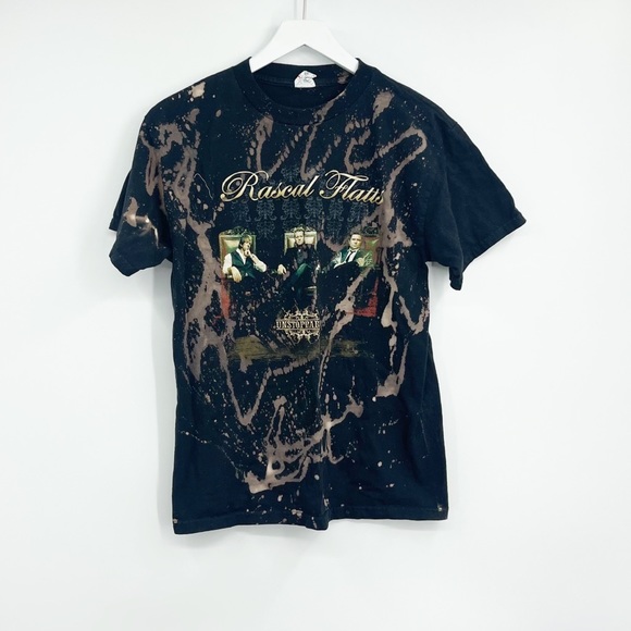 Rascal Flats Unstoppable Tour Reverse Dyed Bleach Splatter Graphic Tee Sz M - Picture 5 of 6